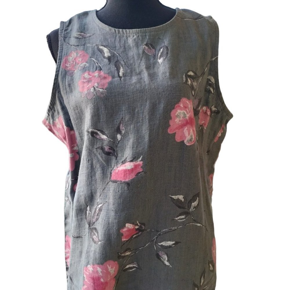 365)Dressing Clio Petite Floral Spring Linen Lightweight Tunic Tank Top size PM